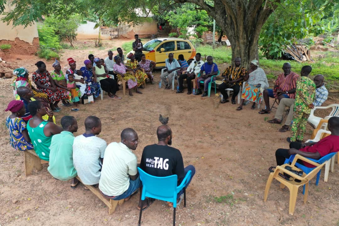 Community meeting with Sankofa growers and local leaders in Ghana
